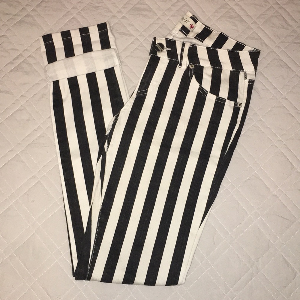 Striped skinny jeans